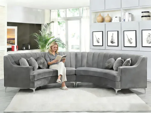 Vista 28 de Legend Vansen L - Sofá de terciopelo semicírculo de 141.34 pulgadas, sofá modular curvado de gran tamaño para sala de estar, oficina, apartamento