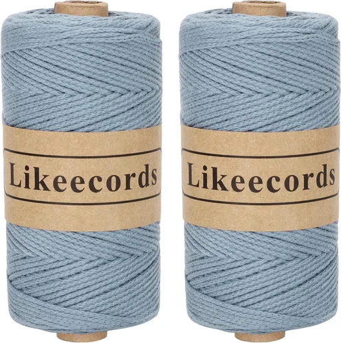 Vista 24 de Likeecords 100% Hilo de Ganchillo de Algodón Cordón de Bolsa de 2mm 170m Cordón de Macramé de 2mm Hilo de Crochet Cuerda de Macramé Regalo para Verde