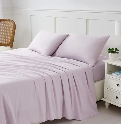 Vista 2 de Linen Closet Juego de sábanas de mezcla de algodón de lujo, 3 piezas, individual XL, lavanda