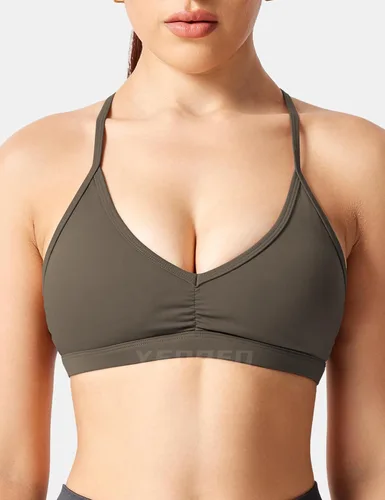 Vista 8 de YEOREO Sujetadores deportivos de entrenamiento para mujer con tirantes acolchados y espalda abierta, brasier de gimnasio ligero con tirantes