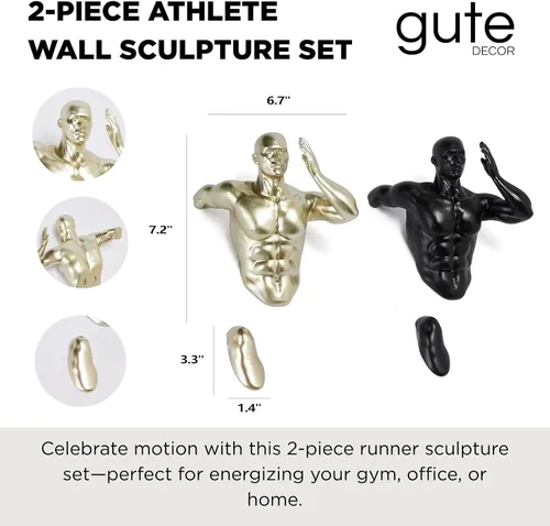 Vista 2 de Corredores de pared, estatuas de atleta, juego de 2 esculturas altas para hombres y mujeres, escultura artística de escalada para pared, decoración