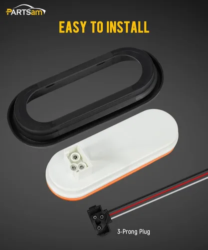 Vista 4 de Partsam 2 luces de marcador ámbar de 6.5 pulgadas con luz de giro medio, soporte de goma, 24 LED con lente reflejo, universal, impermeable, 6