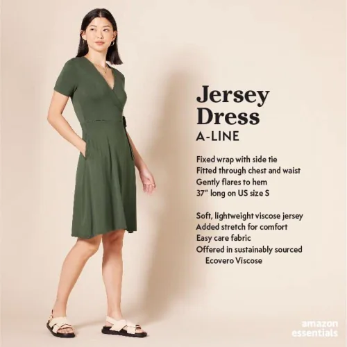 Vista 2 de Tienda Essentials - Vestido de manga corta para mujer, estilo cruzado falso
