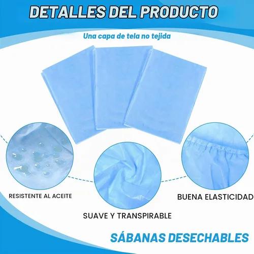 Vista 3 de Oudain 50 sábanas bajeras desechables con elástico, impermeables, a prueba de aceite, 39 x 87 pulgadas, fundas desechables para cama de masaje, spa