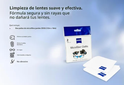 Vista 7 de ZEISS Paño de limpieza de lentes de microfibra (paquete de 2) TAMAÑO JUMBO
