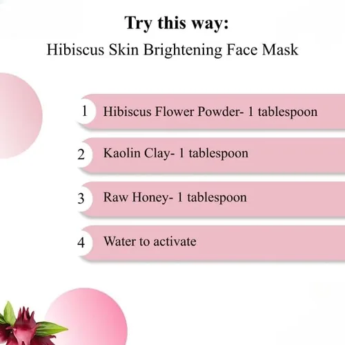 Vista 5 de Hibiscus Sabdariffa Flower Powder for Skin Hair and Body Mask I Naturalmente Rico en AHA y BHA I Skin glowingt Face Pack I 100% Puro I 3.53 oz