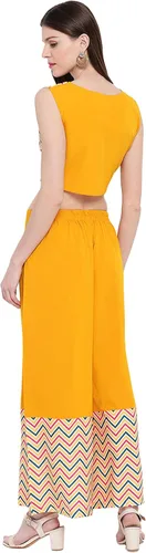 Vista 7 de Janasya - Top corto para mujer, color amarillo