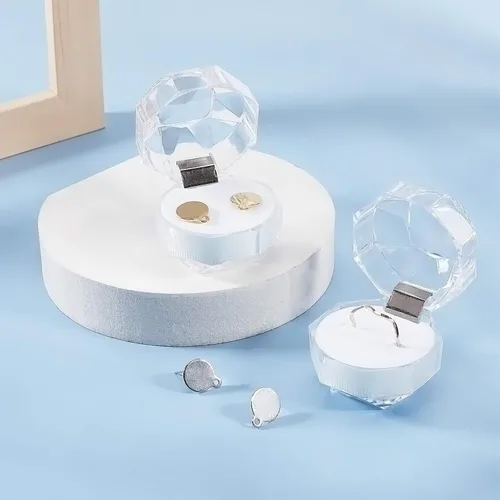Vista 6 de CHGCRAFT 40 cajas de plástico transparente blanco para anillos, cajas de almacenamiento de joyas con espuma para almacenar anillos, joyas, aretes