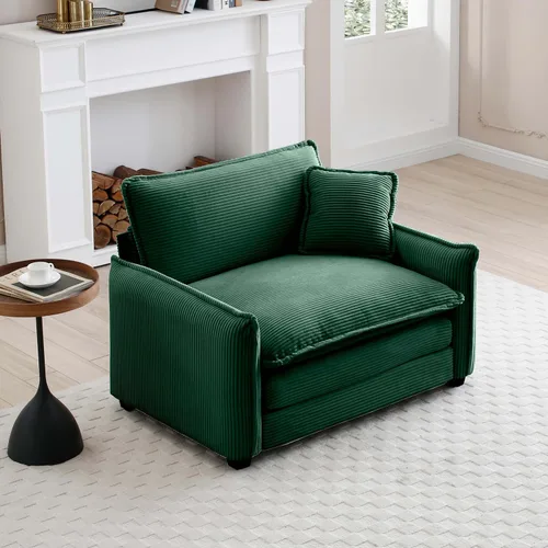 Vista 89 de Sofá Loveseat Grande en Beige y Blanco de 194.8 cm, Sofás Seccionales de 2 Plazas Grandes para Sala de Estar, Sofá Seccional Modular de Tela