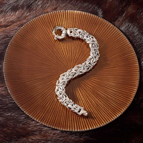 Vista 4 de Ross-Simons Italian Sterling Silver Textured and Polished Byzantine Bracelet