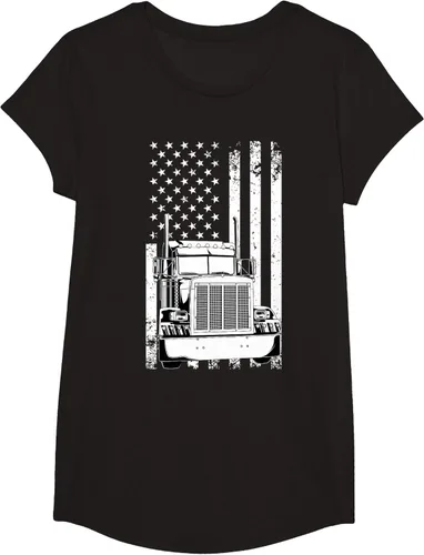 Vista 3 de Camión conductor bandera americana camionero vintage hombres mujeres regalo camiseta