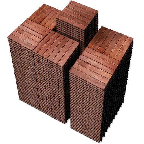 Vista 22 de PrimeZone - 9 azulejos entrelazados de madera de acacia sólida para terraza, patio, 12 x 12 pulgadas, impermeables, para interiores y exteriores