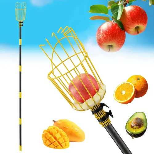 Vista 9 de Herramienta de poste recogedor de frutas de 75 pulgadas para largo alcance, no requiere escalera, herramienta de empalme portátil para personas