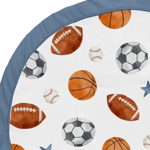 Vista 3 de Sweet Jojo Designs Tapete de juego deportivo para niño, tapete de juego para bebé, actividad de boca abajo, tapete de juego infantil para parque