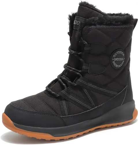 Vista 11 de TSIODFO Botas de moda para mujer, de invierno, impermeables, para exteriores, de cuero, color rosa dulce 566 Beige
