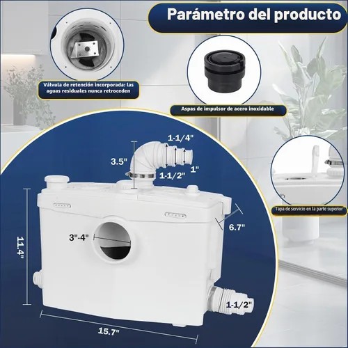 Vista 3 de bomba del macerador 800W para el sistema Upflush del sótano, alta elevación