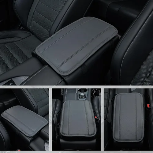 Vista 5 de Amiss - Funda para consola central automóvil, impermeable, ajuste universal, protector de reposabrazos de cuero sintético, accesorios