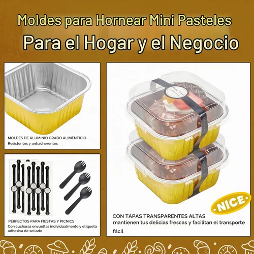 Vista 5 de NPLUX - Sartenes de Halloween con tapas, 10 onzas, paquete de 60 unidades Dorado