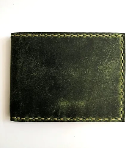 Vista 2 de Cartera de cuero para hombres I Crazy Horse I Slim Wallet para hombres y mujeres diseño único para hombre I Best Gift Idea forro polar verde
