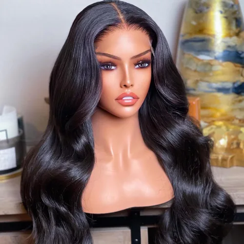 Vista 32 de BEEOS - Peluca frontal encaje HD 13x6 ondas corporales densidad 180% cabello humano nudos decolorados 18 pulgadas
