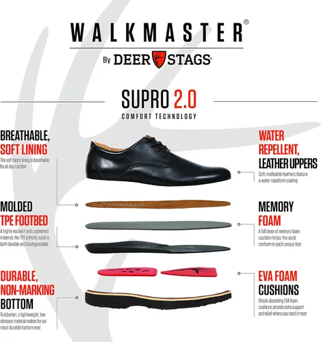 Vista 2 de Ciervos ciervos Walkmaster hombres Plain Toe 1 cuero negro Oxford