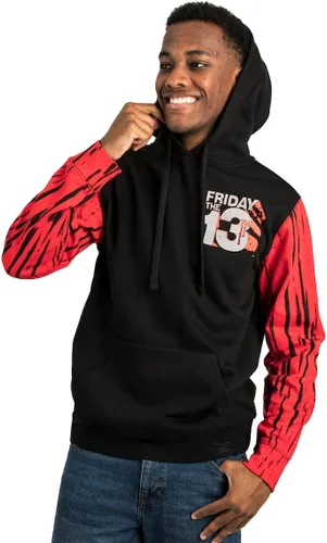 Vista 2 de Bioworld Friday the 13th - Sudadera con capucha para adultos de doble cara roja y negra
