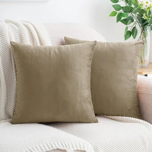 Vista 29 de HWY 50 fundas de almohada decorativas de terciopelo sólido para sofá, sala de estar. Ambar