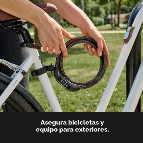 Vista 9 de Master Lock - Bloqueo negro para bicicleta, bloqueo de cable de metal tiene un revestimiento de vinilo resistente a la intemperie para mayor