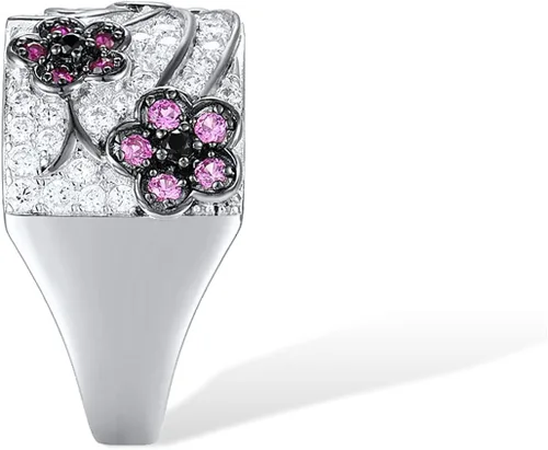 Vista 3 de Santuzza Anillo de plata de ley 925 con circonita cúbica y ramas de árbol para mujer