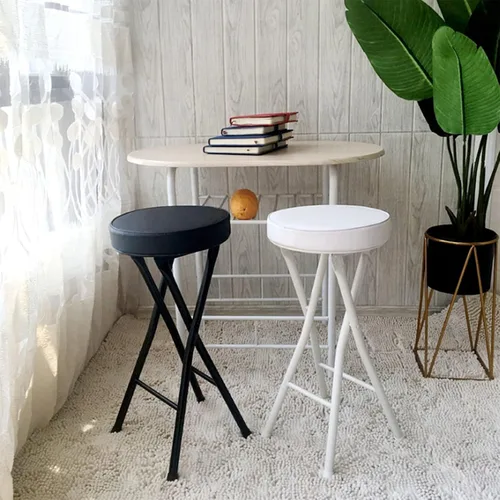Vista 2 de Home Taburete plegable, taburete de bar plegable de alta resistencia, taburete redondo acolchado plegable con capacidad de 300 libras