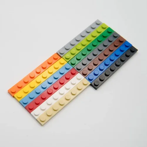 Vista 4 de Placas clásicas grises a granel, placas planas de construcción de 100 piezas, compatibles con piezas de Lego: 1x8 gris claro