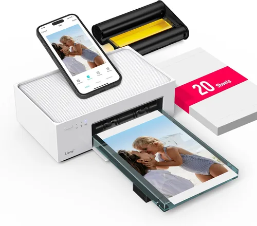 Vista 10 de Liene White M200 - Impresora fotográfica de 4 x 6 pulgadas, edición de batería, impresora de fotos inalámbrica para iPhone Android, impresión por
