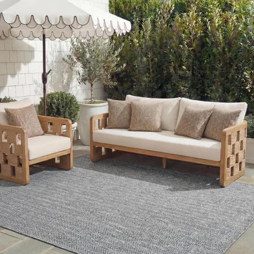 Vista 70 de Safavieh Colección Courtyard CY8022 Alfombra, 2 pies x 3 pulgadas x 5 pies, aguamarina y gris, impermeable, fácil de limpiar, sin pelusa