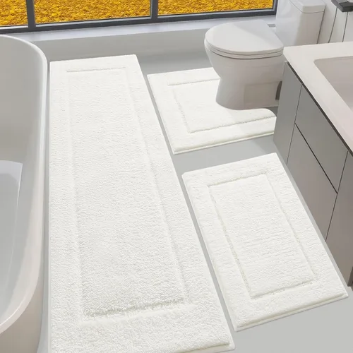 Vista 30 de IM HOME Tapetes de baño, felpa ultra suave, de microfibra esponjosa, absorbente, parte trasera antideslizante, lavable a máquina, tapetes para suelo