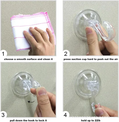 Vista 4 de 2 paquetes de percheros para coronas con ventosa, ganchos de vacío transparentes grandes y resistentes reutilizables, para usar en ventanas