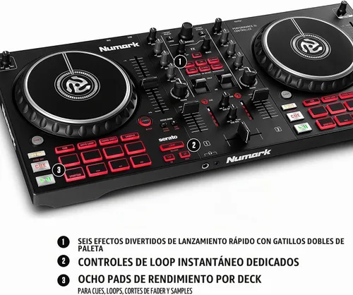 Vista 6 de Paquete completo de equipo de DJ – Numark Mixtrack Pro FX 2 Deck DJ Controller para Serato DJ y M-Audio BX3 altavoces DJ de 3.5 pulgadas