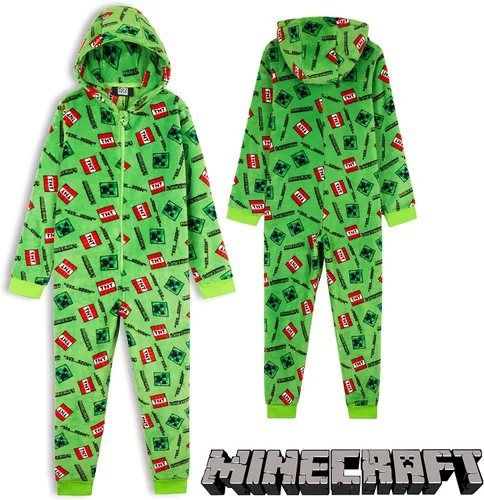 Vista 6 de Minecraft Pyjama For Boys, Kids Pyjamas All in One, Super Soft Hooded Pyjamas, Gifts For Gamers Boys Girls