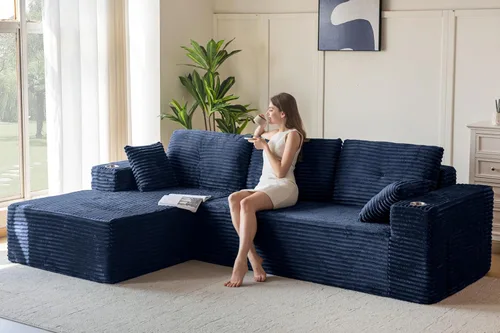 Vista 26 de MAXYOYO Sofá modular de 104 pulgadas con diván en forma de L, moderno sofá deshuesado para sala de estar, sofá en una caja, sofá de gran