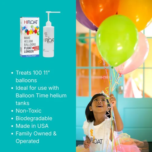 Vista 9 de Hi-Float Company Ultra Hi-Float con bomba de tratamiento para globos, 16 onzas, multicolor.