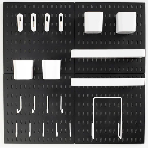 Vista 7 de Kit de tablero de clavijas montado en la pared, panel organizador de 25.2 x 25.2 pulgadas, instalación grande, rentable y sin clavos, color negro