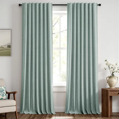 Vista 66 de MIULEE Cortinas de lino 100% opacas para dormitorio, marfil sólido, decoración de lujo, aislamiento térmico, cortinas oscurecedoras para sala
