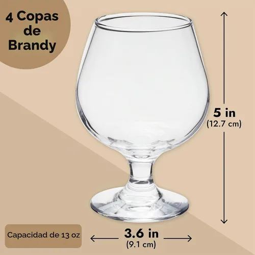 Vista 4 de Juvale Vasos de cóctel – 13 onzas de tallo corto moderno transparente, 4 unidades, cristal sin plomo, copas de brandy y sorteos de globos de coñac