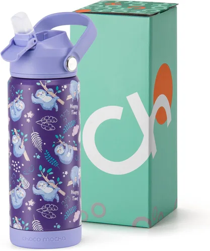 Vista 27 de Botella de Agua Choco Mocha para Niños para la Escuela, Botella de Agua Aislada para Niños de Acero Inoxidable para Niños, 14 Oz Camión Monstruo