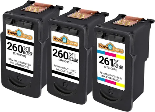 Vista 2 de Houseoftoners Cartucho de tinta remanufacturado para Canon Pg-260 y 261XL, repuesto de alto rendimiento para Canon 260 y 261XL PIXMA TS5320