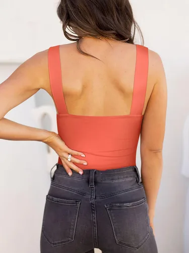 Vista 49 de Reoria - Camiseta sin mangas sexy tipo body con escote cuadrado para mujer, ropa para discoteca