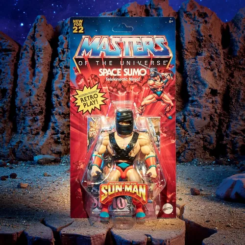 Vista 2 de Masters of the Universe Origins Sun-Man Rulers of The Sun Space Sumo Figura de acción de 5.5 pulgadas