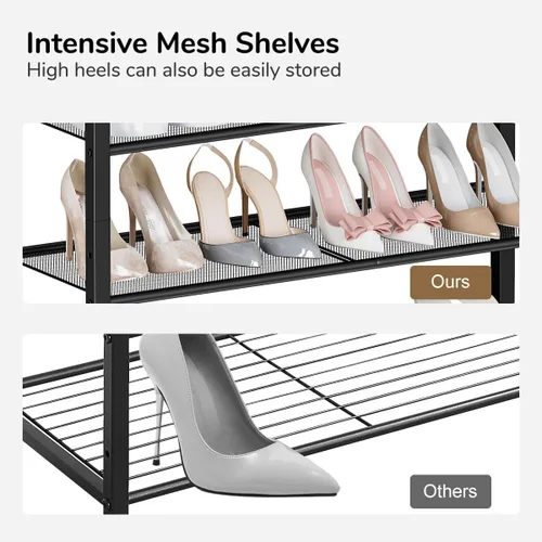 Vista 5 de Zapatero organizador de 5 niveles con 4 estantes de malla metálica para 15-20 pares, zapateros de pie independiente, para entrada, pasillo, armario