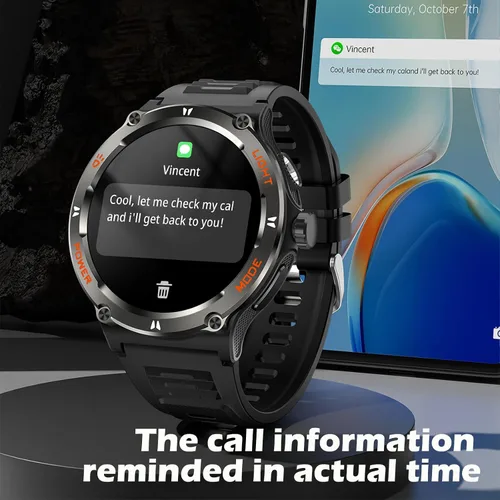 Vista 6 de Yihou Reloj inteligente con brújula y linterna, rastreador de actividad militar para Android iOS