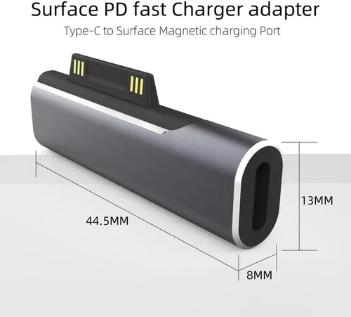 Vista 5 de Adaptador de Carga Surface a USB-C, DC15V 102W Tipo C Hembra a Surface Macho para Microsoft Pro7/6/5/4 Surface Laptop 3/2/1, Surface Go, Surface Book