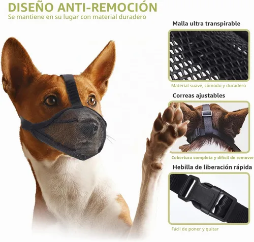 Vista 5 de Whongkidz Bozal para perros de tamaño extra pequeño, cubierta de boca de perro de malla de aire, permite beber sin morder y masticar para perros que